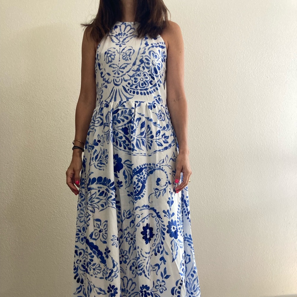 Blue & white long sundress NWT